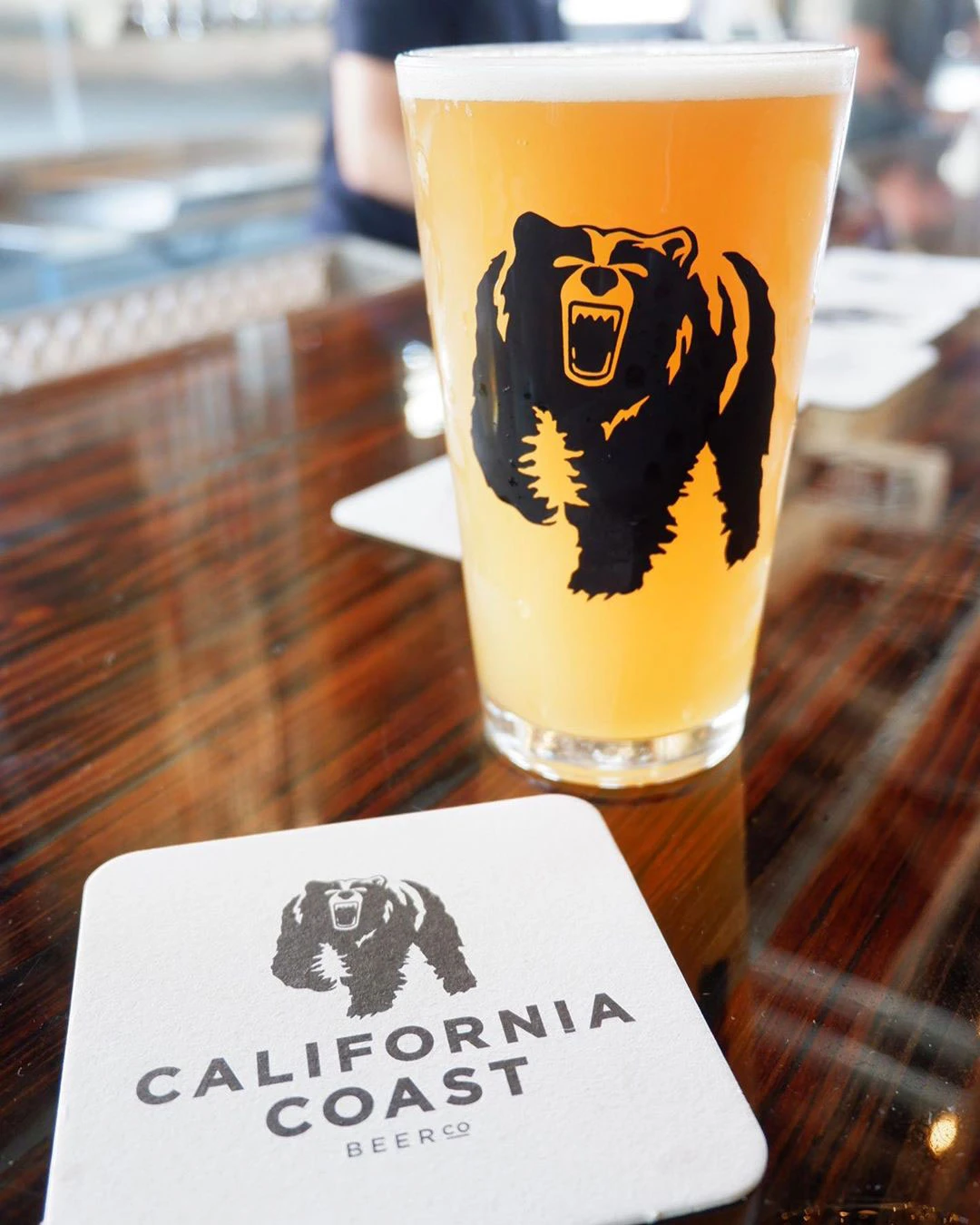 California Coast Beer Co. pint glass and coaster