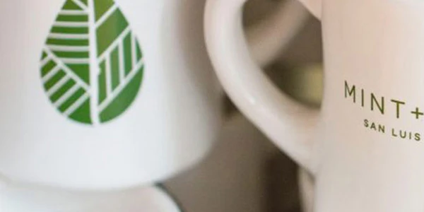 Mint and Craft logo on mugs