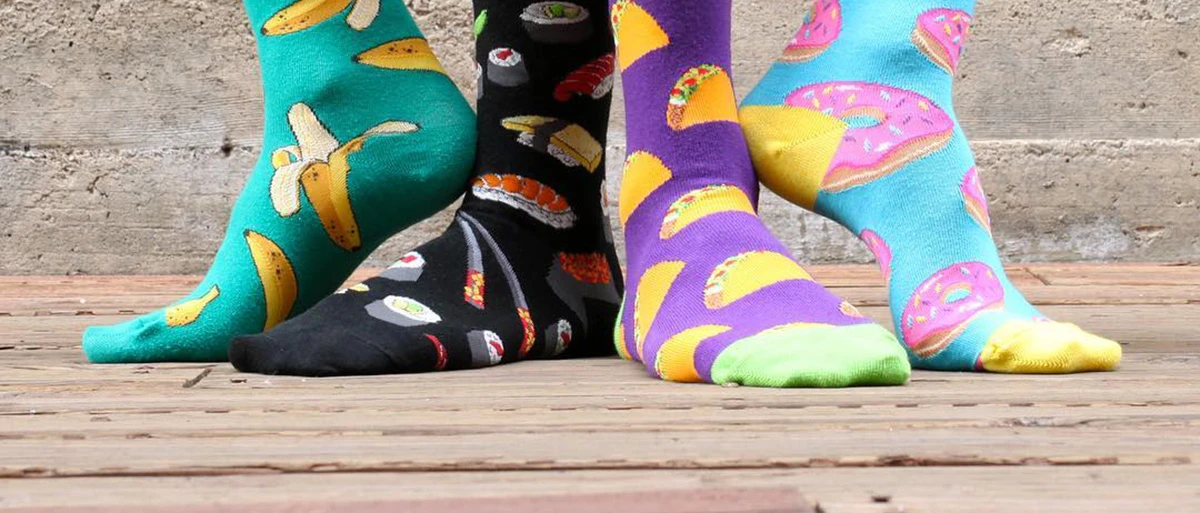 A collection of vibrant, all-over printed socks
