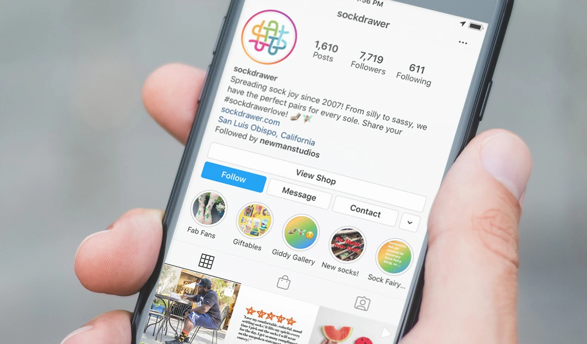 Sock Drawer Instagram Profile screen